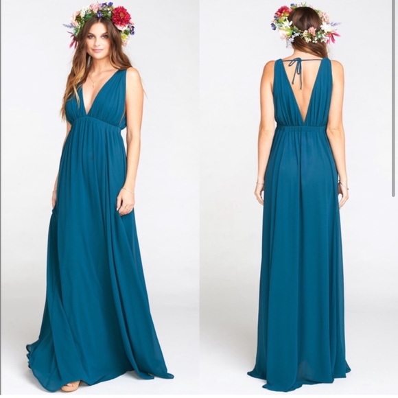Show Me your Mumu Ava Maxi Dress Deep Jade Crisp - Picture 2 of 6